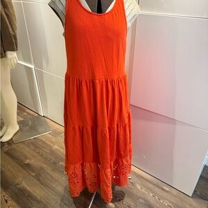 J. Crew Tiered Dress with Broderie Anglaise Trim. Crisscross Back